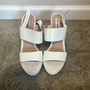 Womens’ white heeled sandals
